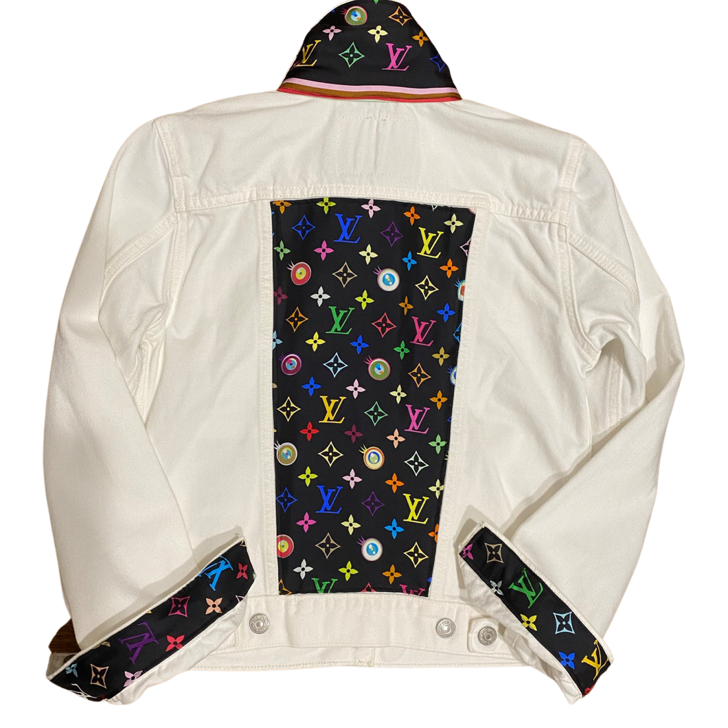 LV rainbow white denim